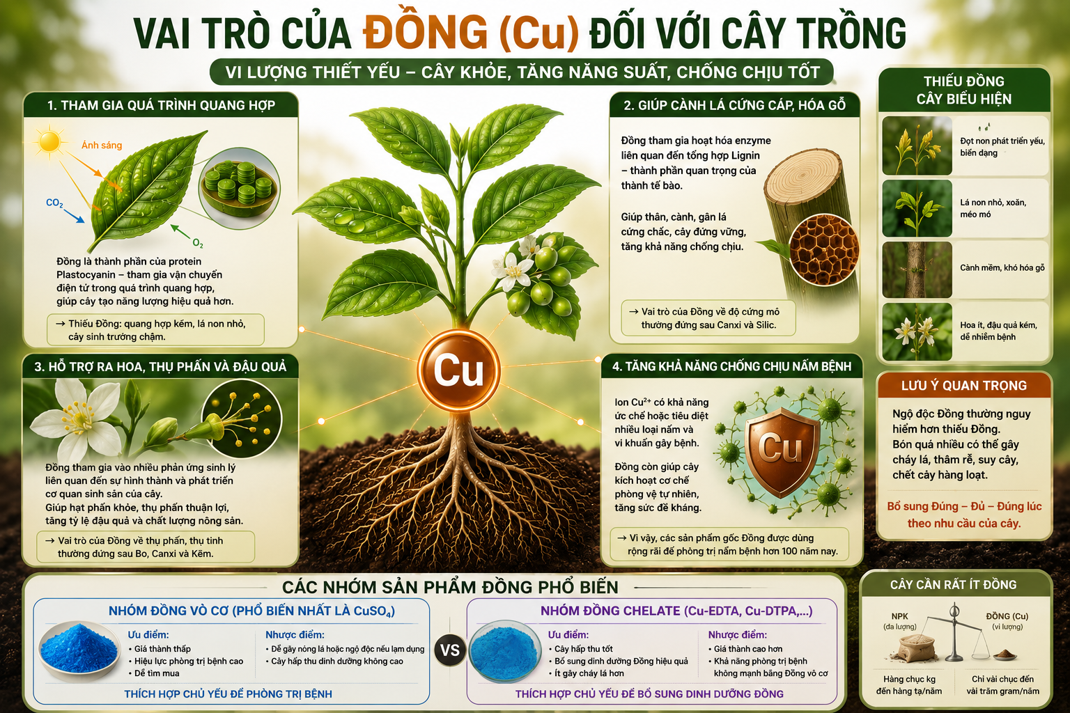 Vai trò của Đồng (Copper) cu đối với cây trồng